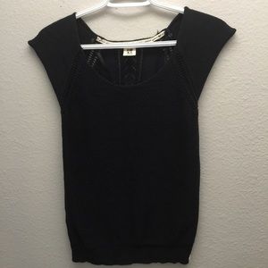 Black Roxy Scoop Neck Top