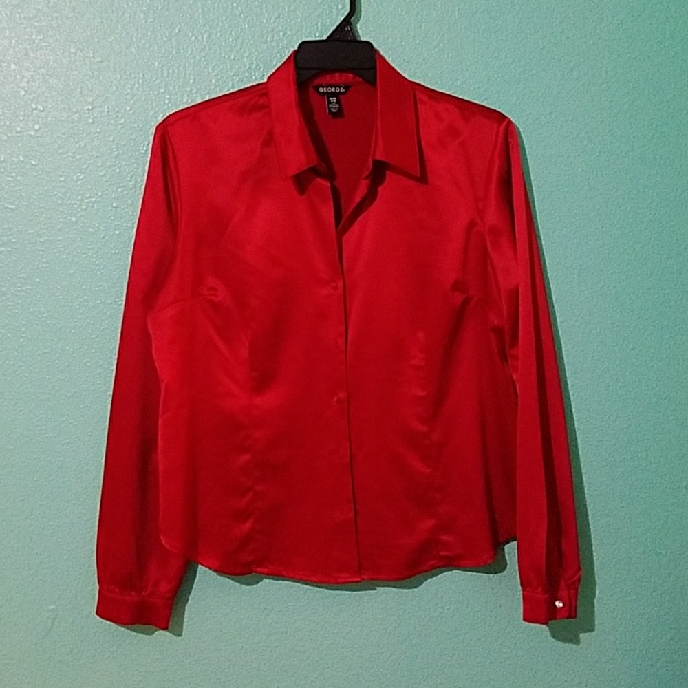 Red Long Sleeve George Blouse