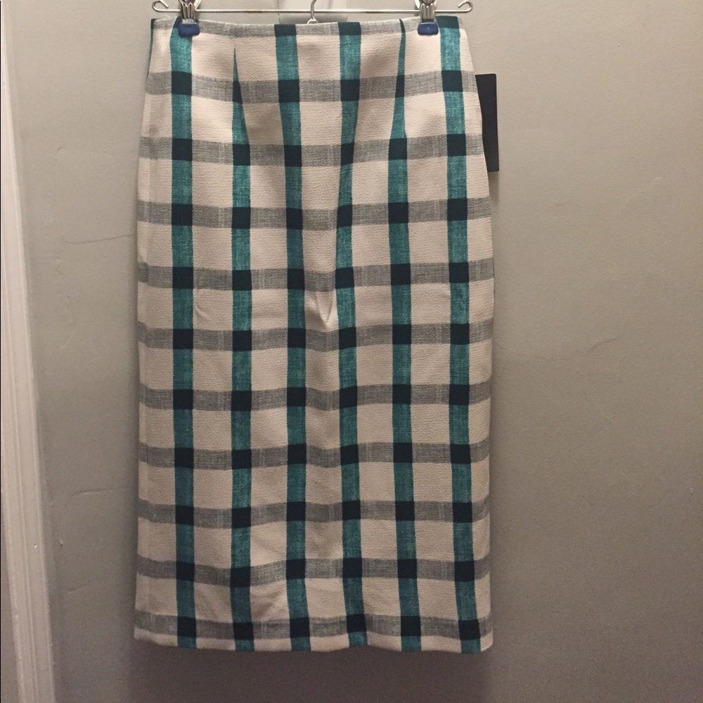 Zara green and white plaid skirt