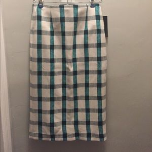 Zara green and white plaid skirt