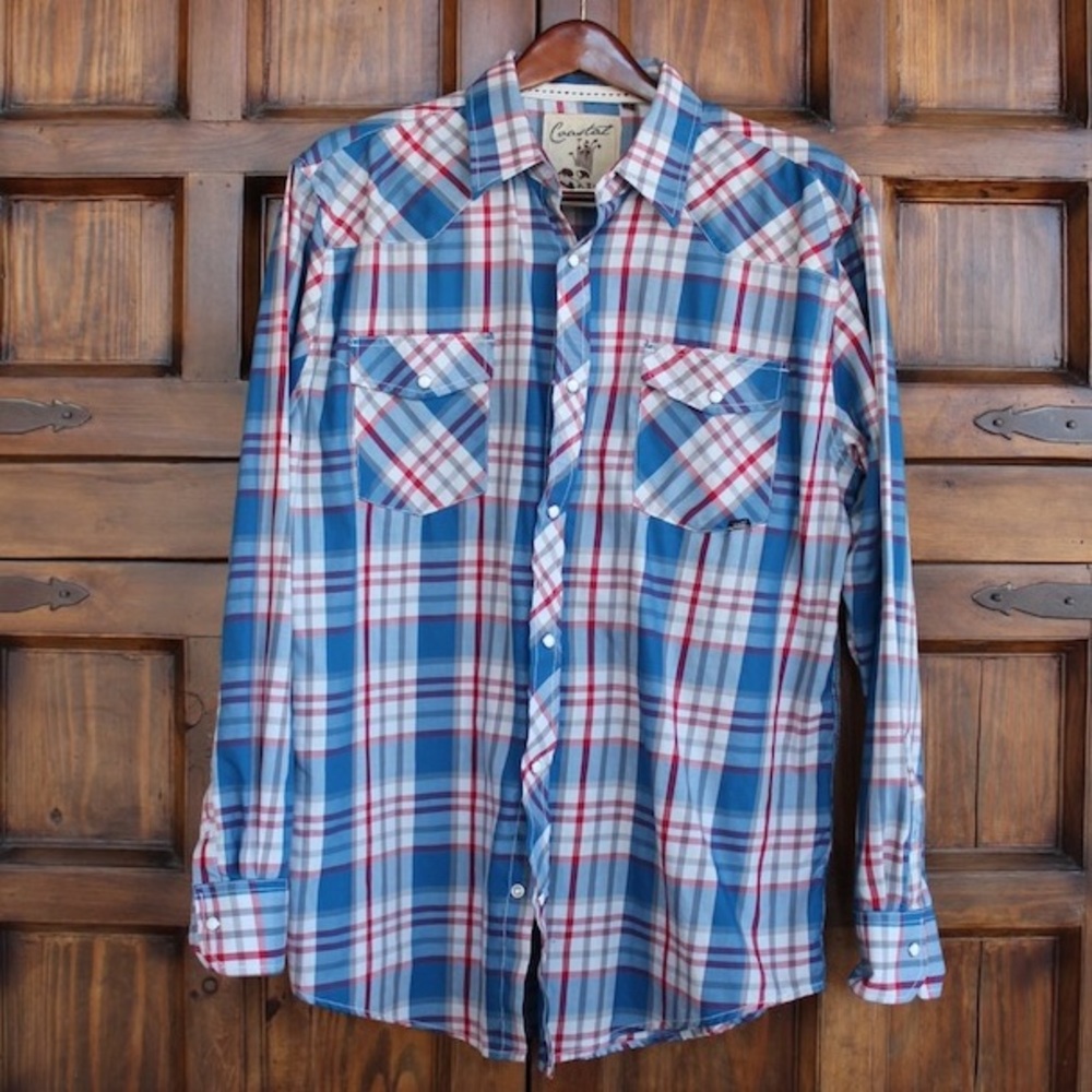 XL Coastal Red/White/Blue Dress Button Up