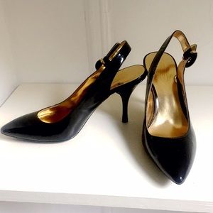 5.5 Coach Patent Leather Slingback Heels