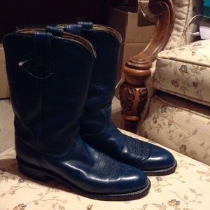 Dark Teal Vintage Justin Leather Boots