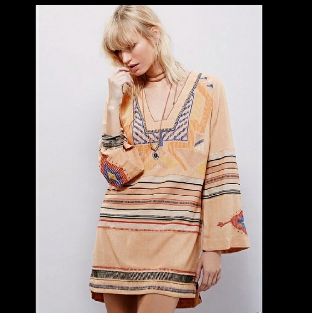 HP* Free People embroidered long sleeve dress