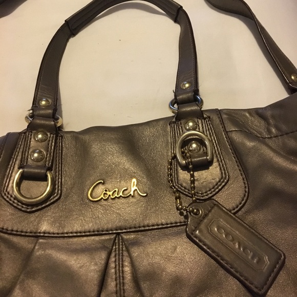 Authentic COACH bronze leather satchel π - Picture 2 of 8