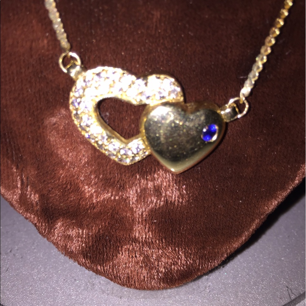 Gorgeous 14K 24" long diamond hearts necklace