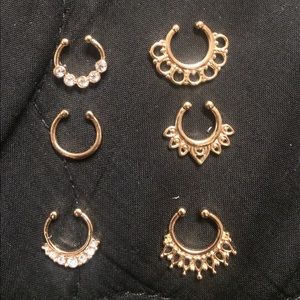 Set of 6 faux septum rings
