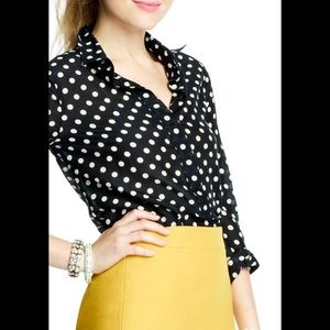 J.Crew black & cream polka dot button down