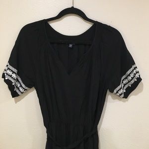 Gap Black Embroidered Maxi Dress with Side Slits