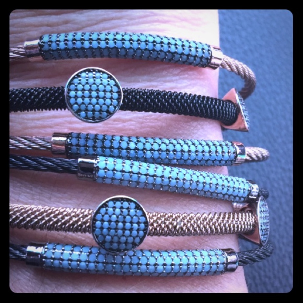 Stainless, black & turquoise bracelet