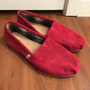 RARE Tom's Red Corduroy Shoes