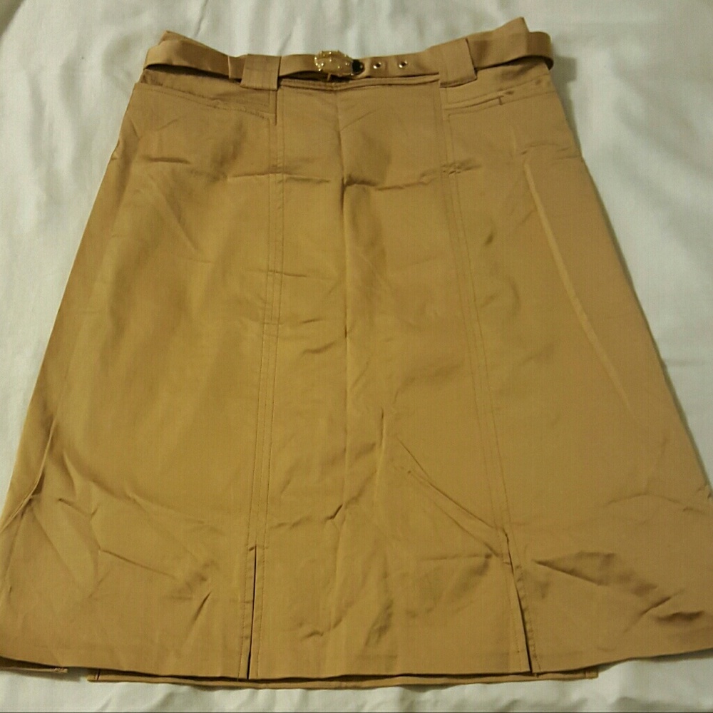 Authentic Fendi Belted Skirt Tan Size IT44 US 10