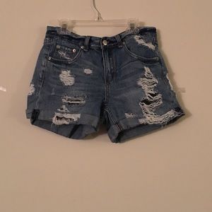 Ripped High Waisted Jean Shorts