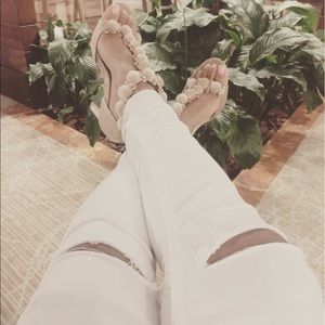 Nude Velvet Sandals