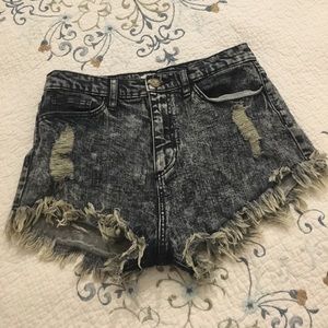 High waisted jean shorts