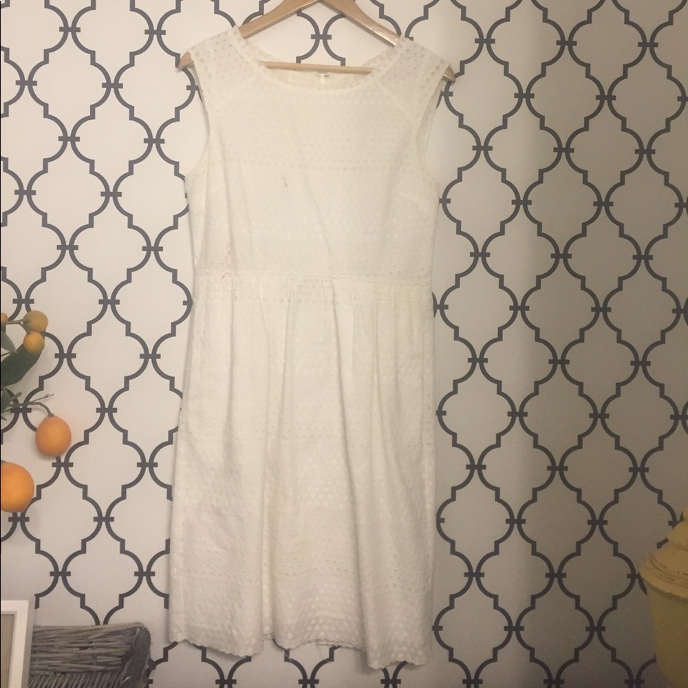 J. Crew Scalloped eyelet cotton tank dress