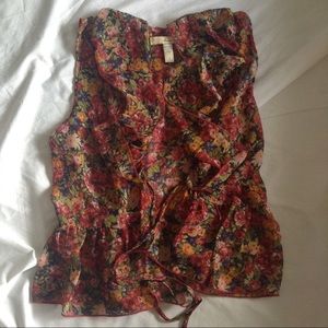 American Rag Chiffon Floral Vest (size small)