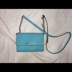 Cross shoulder turquoise purse