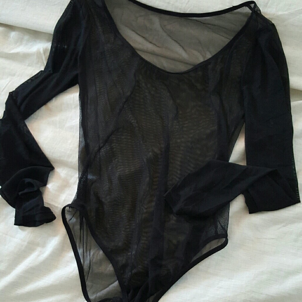 Black mesh bodysuit