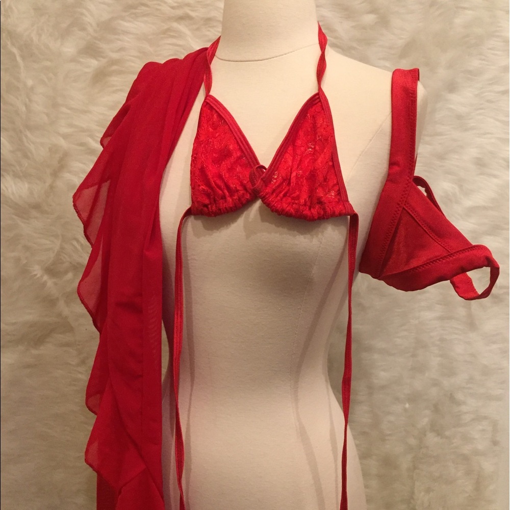Sexy In Red Salsa Skirt Three Piece Set