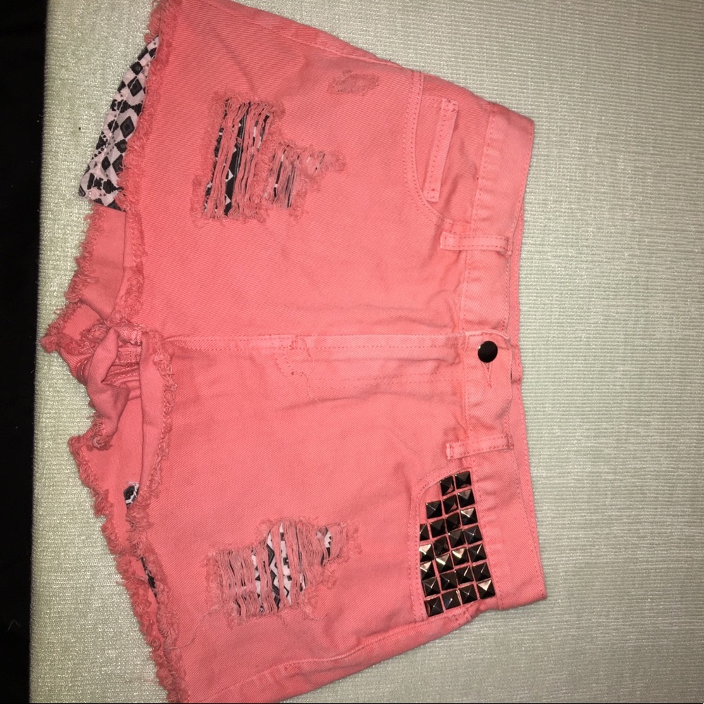 Forever 21 coral studded high waisted shorts