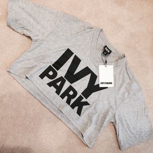 NWT IVY PARK GREY LOGO CROP TOP