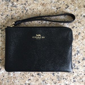 Coach Wristlet in Black Crossgrain Leather