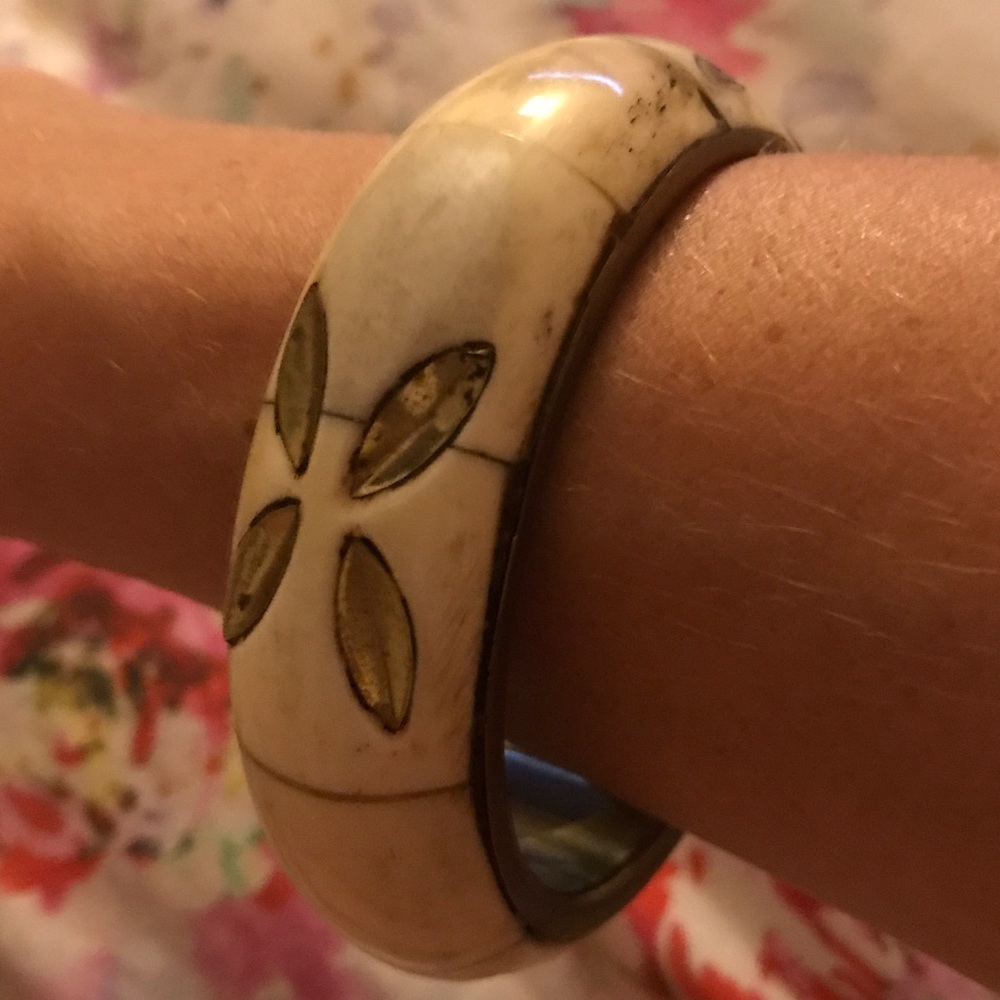 Gold bangle bracelet and ring