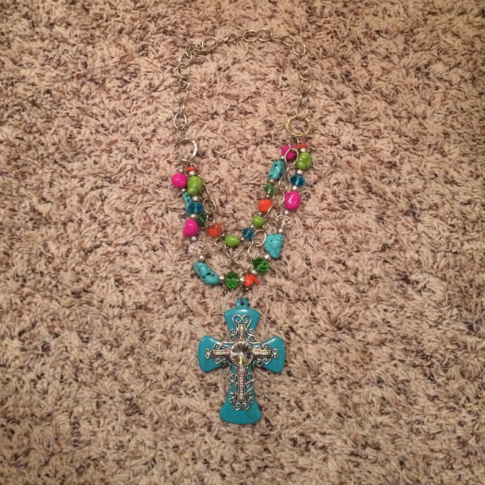Multi-Color Cross Necklace