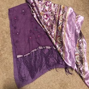 2 purple scarves