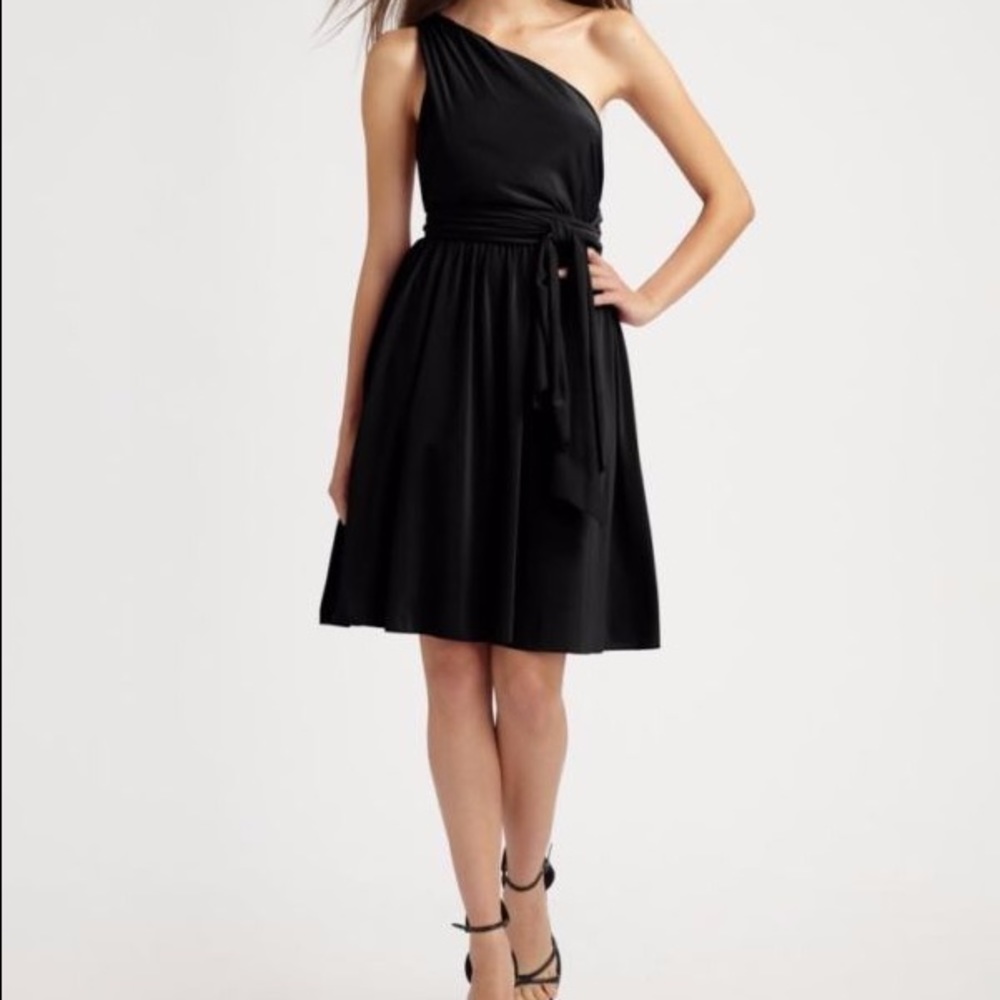 Halston Heritage One Shoulder Jersey Dress - Black