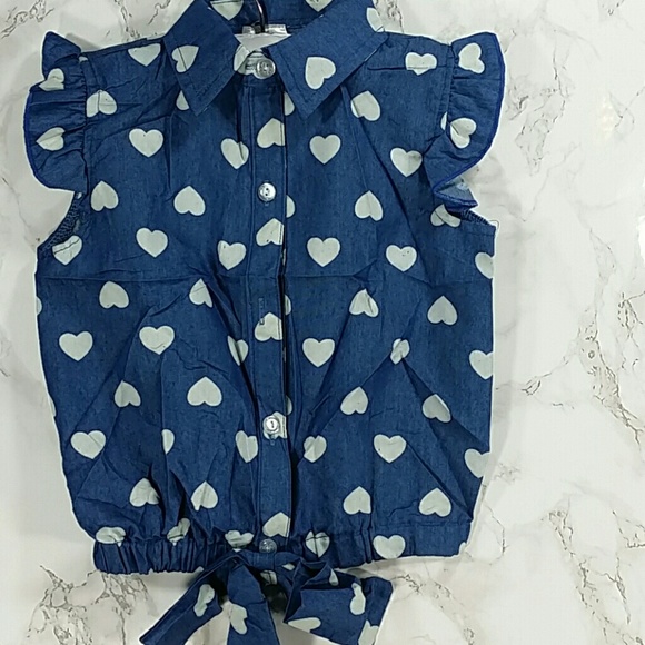 SALE***Chambray Hearts buttons Shirt. Kids   :) - Picture 2 of 6