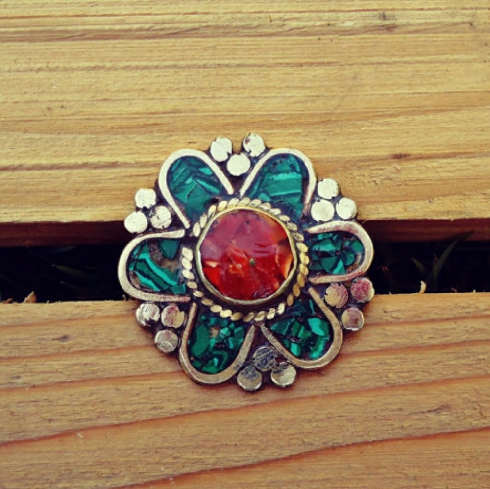 Turquoise ring: Turquoise cluster boho ring