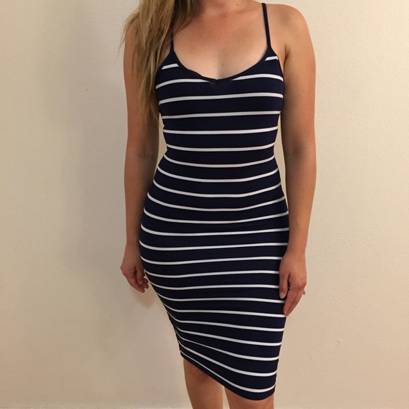 •LAST ONE• Navy & White Striped Cami Midi Dress - Picture 6 of 6