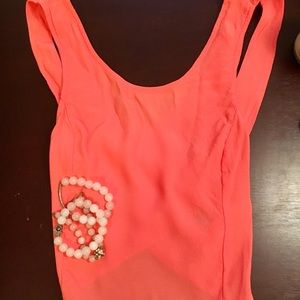 Lush Salmon Crop Top With Cross Back