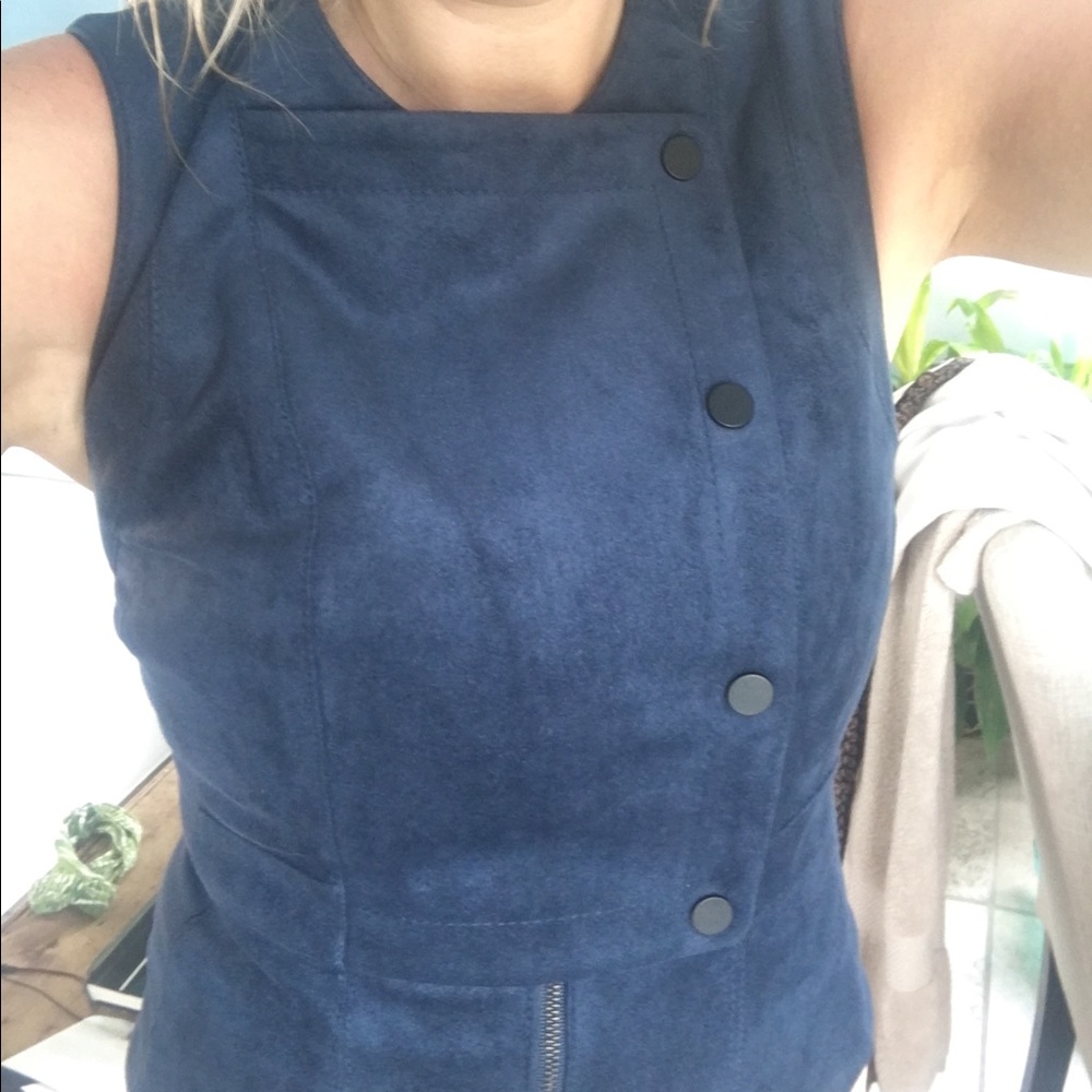 BCBG Navy Velvet Snap Vest