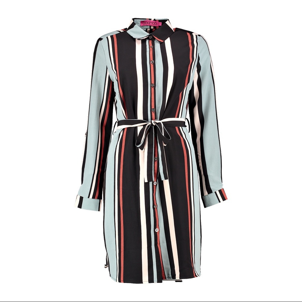 Multicolor Striped Shirt Dress