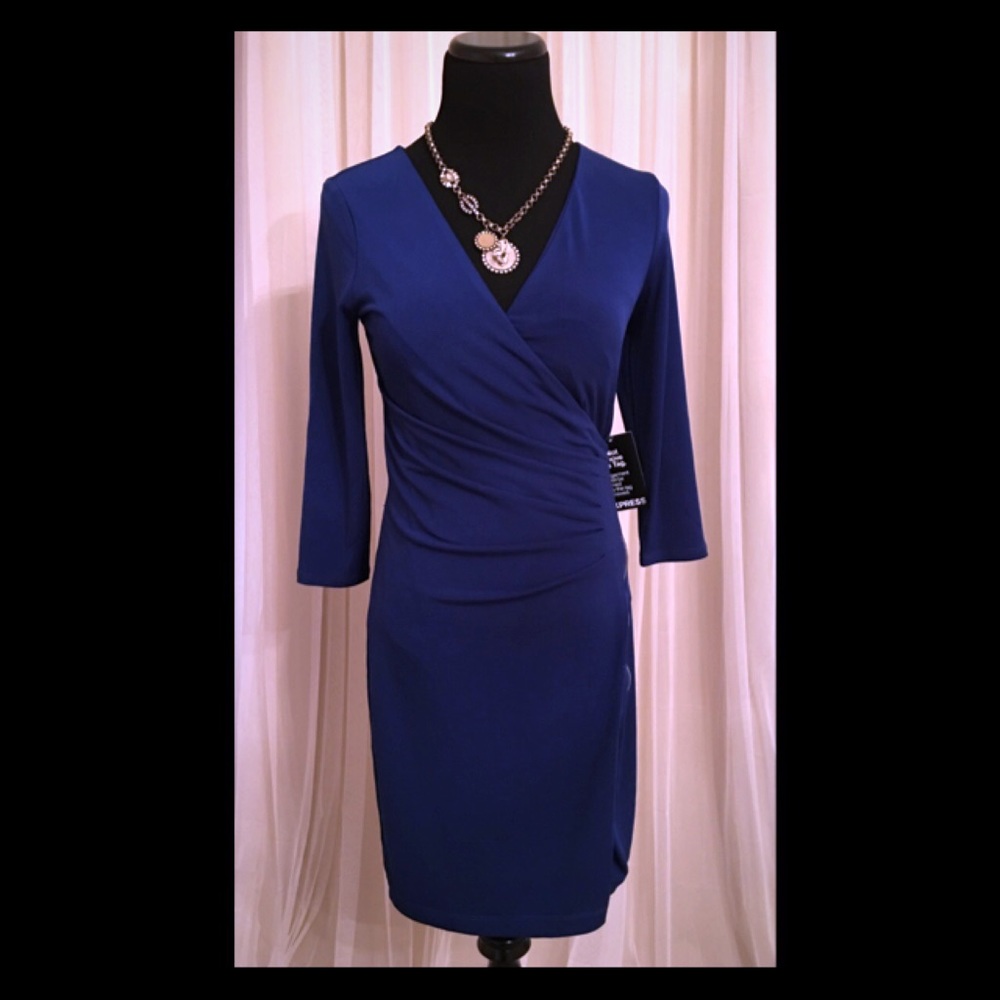 NWT Express Wrap Dress - Blue XS