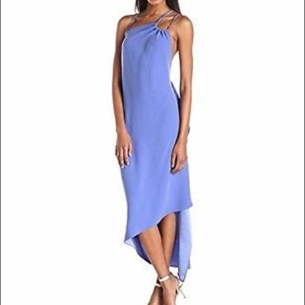 HALSTON Satin Back Crepe Asymmetrical Dress