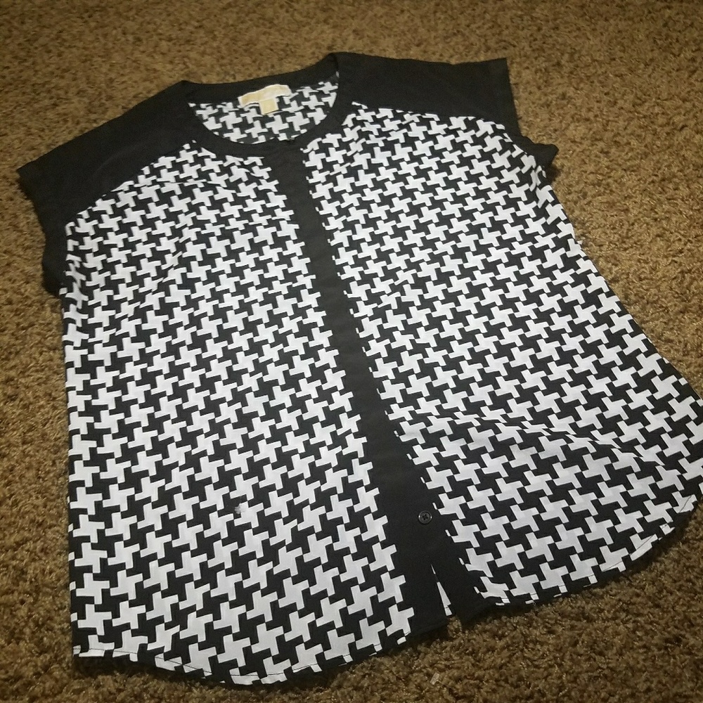 Michael Kors Button Down Cap Sleeve Top