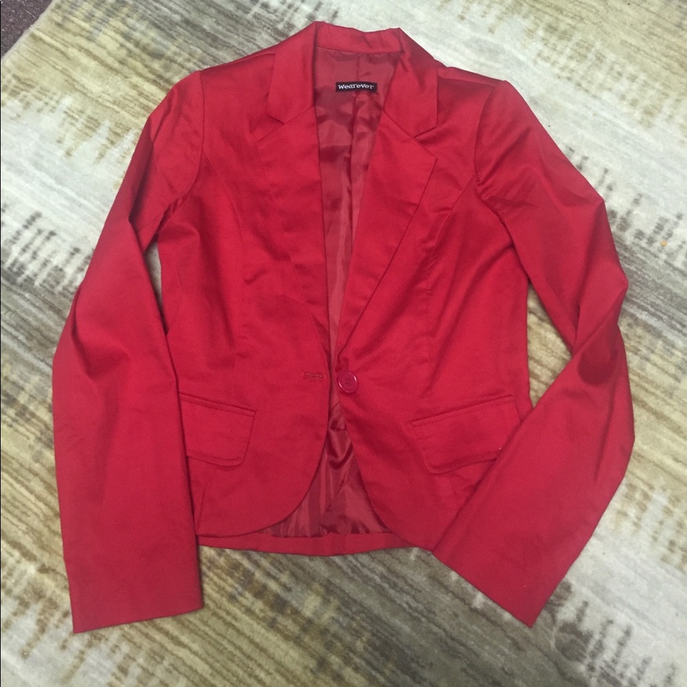Red Business Casual Suit Jacket