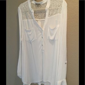 White Lace and Crepe Blouse