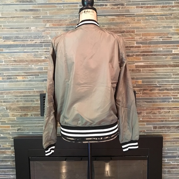 Olive Stripe Banded Bomber Jacket HP 10/7 - Picture 7 of 8