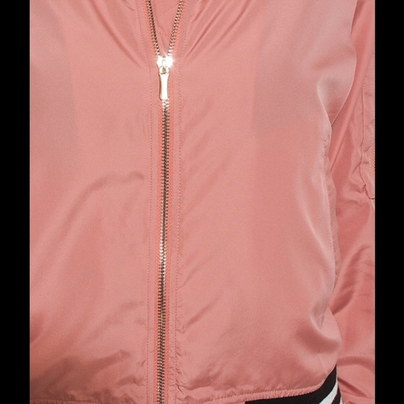 Dusty Mauve Striped Banded Bomber HP 8/10 - Picture 5 of 8