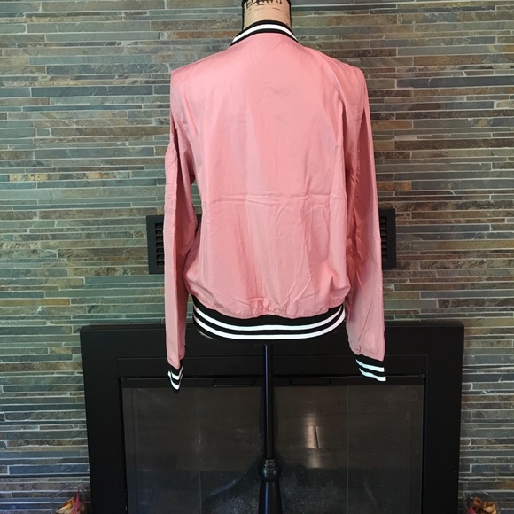 Dusty Mauve Striped Banded Bomber HP 8/10 - Picture 7 of 8