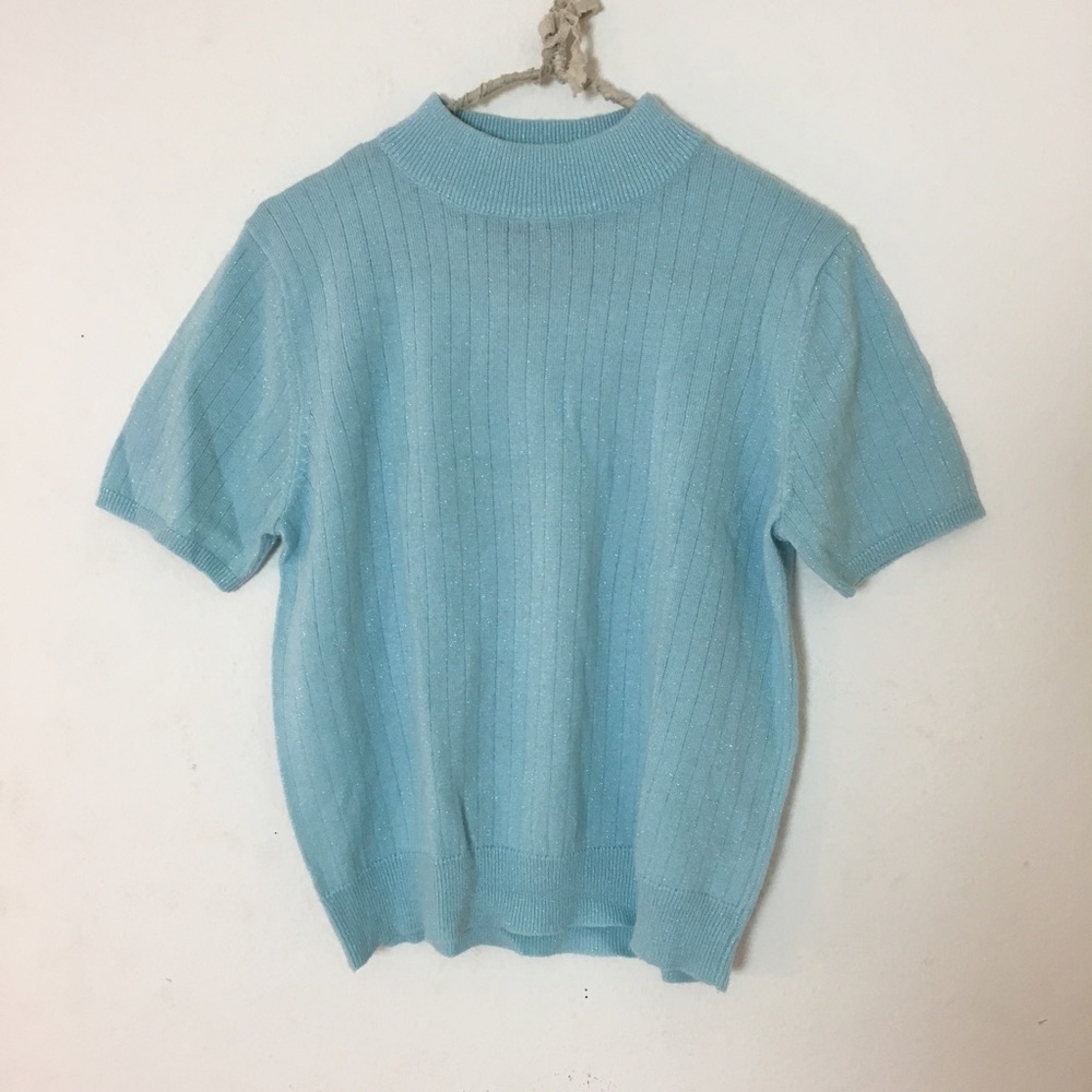 #27 Baby Blue Sparkly Crop Top