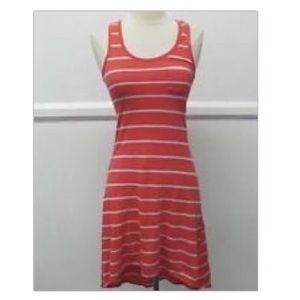 NWT Express Coral & White Striped Hi Lo Dress