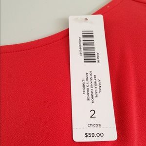 Chicos 2 keyhole cape top short sleeve Orange NWT