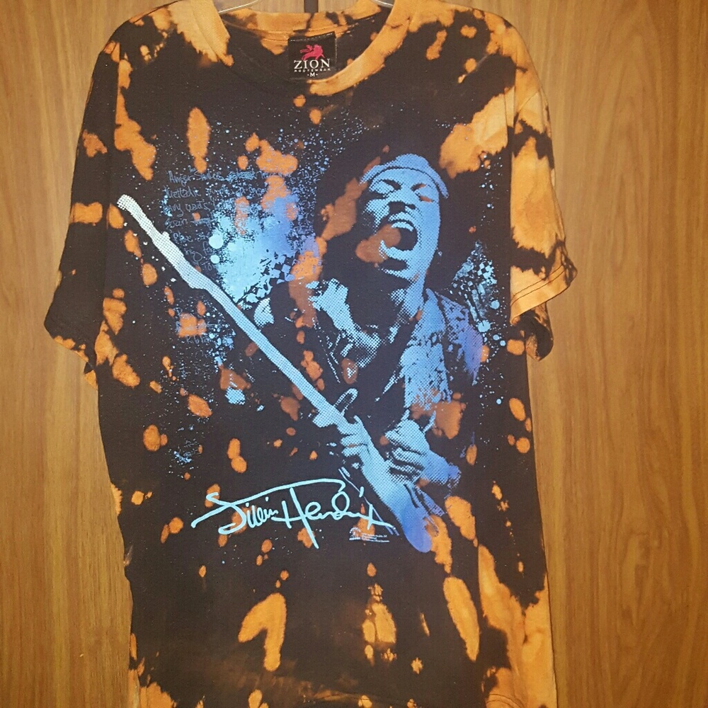 Custom bleach Tie-dyed Jimmy Hendrix T shirt.