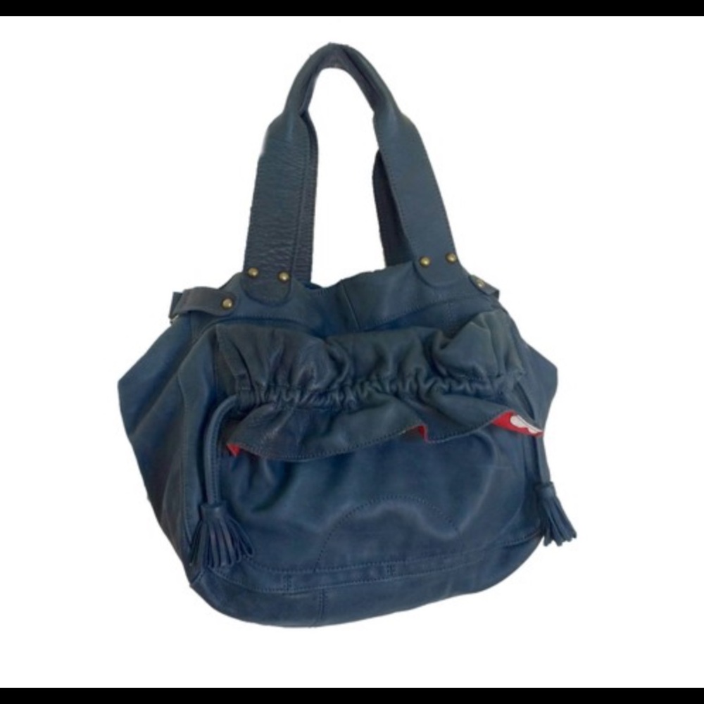 Anthropologie Blue Leather Bag